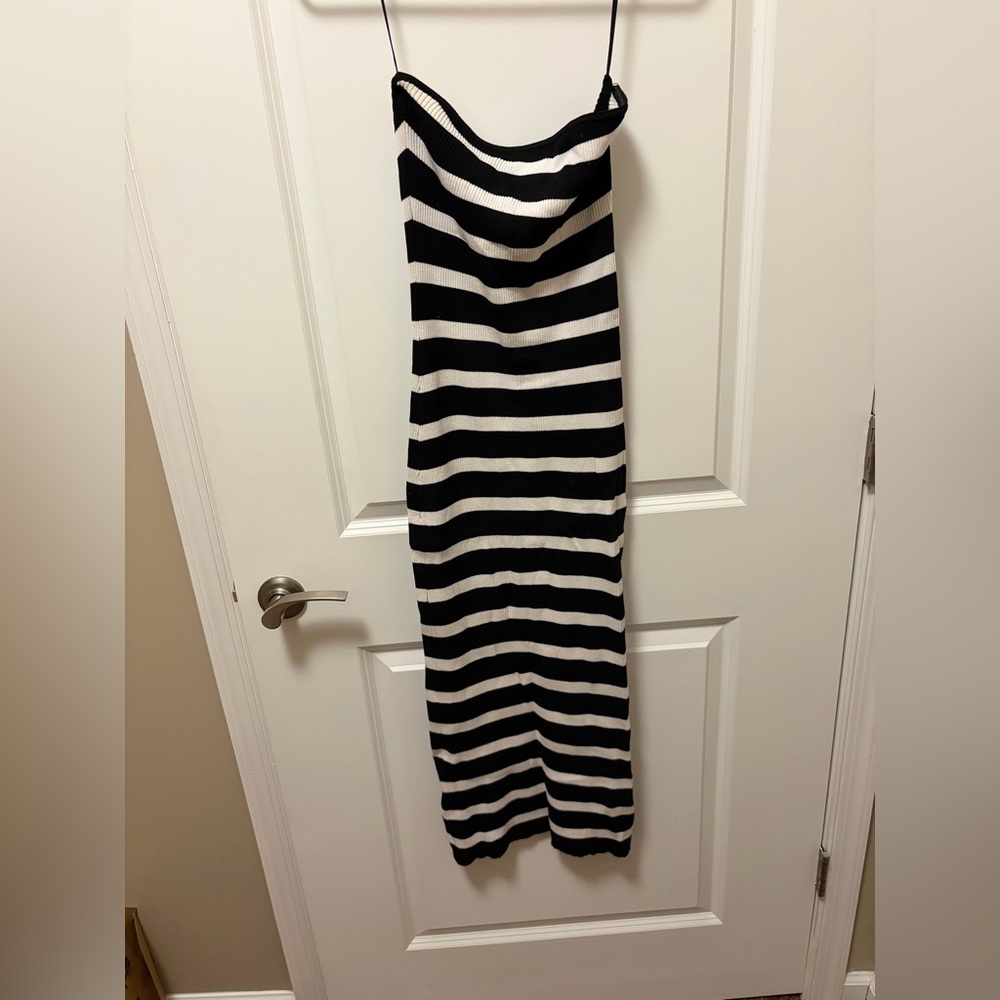 H&M bodycon black and white dress